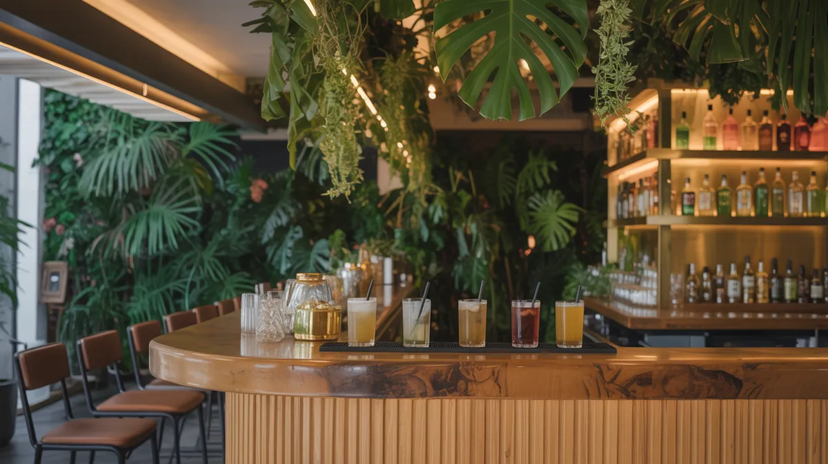 Modern botanical bar serving premium kava at Carnys Encino
