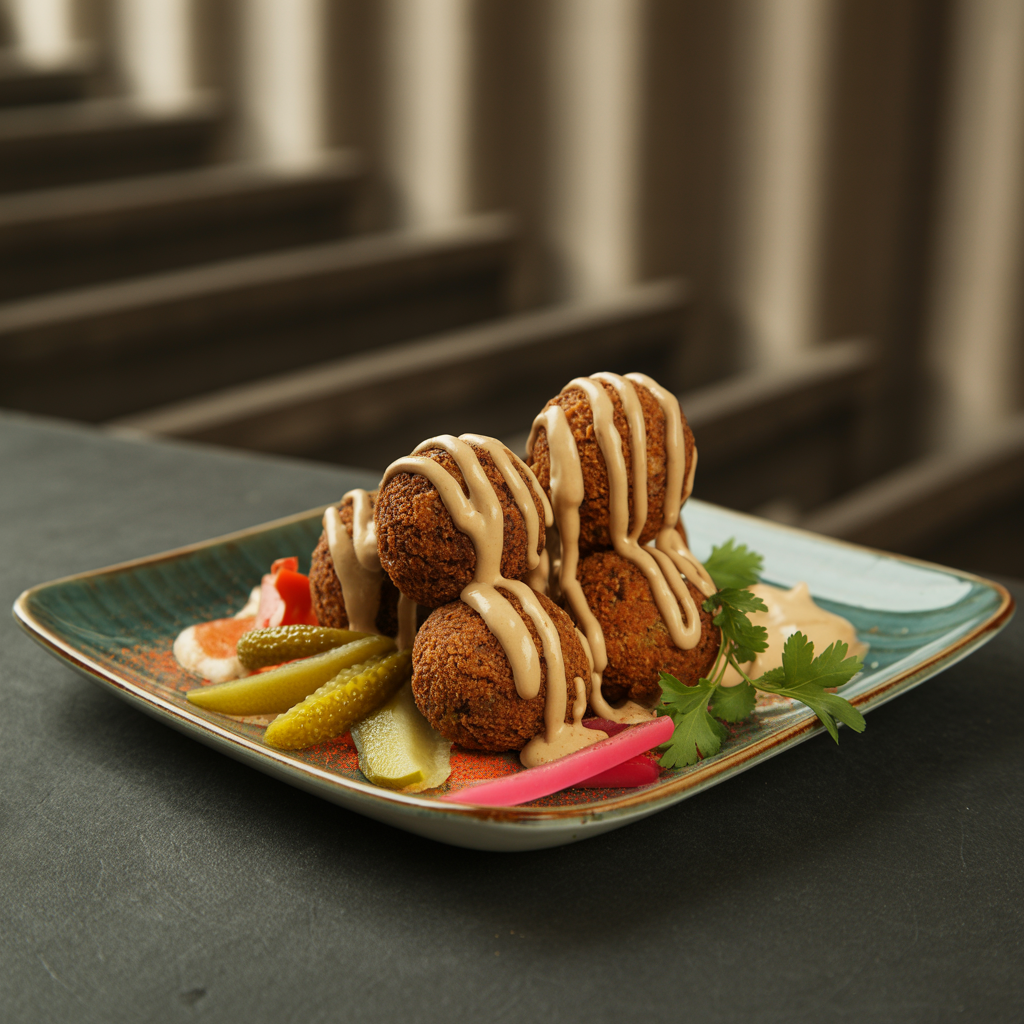 Falafel Plate - Crispy herb falafel, tahini, pickled turnips