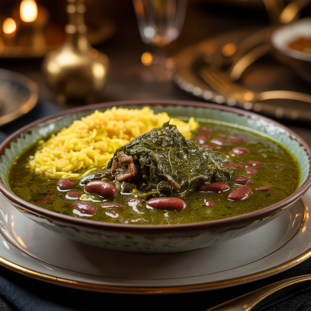 Ghormeh Sabzi - Herb stew, kidney beans, dried lime, lamb
