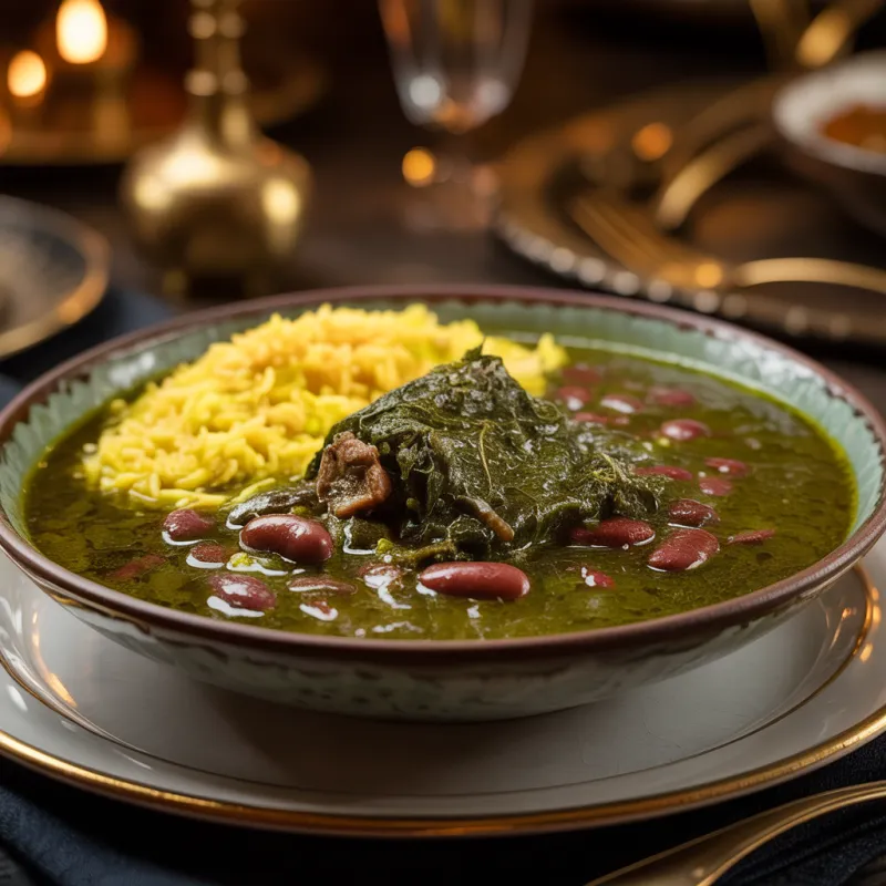 Ghormeh Sabzi - Herb stew, kidney beans, dried lime, lamb