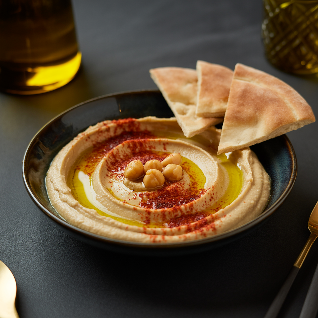 Classic Hummus - Creamy chickpea purée, tahini, olive oil, warm pita